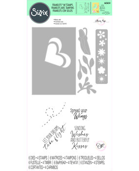 Sizzix Framelits Die w/Stamps by Olivia Rose Butterfly Wishes (6+4pcs) (665654) (DISCONTINUED)