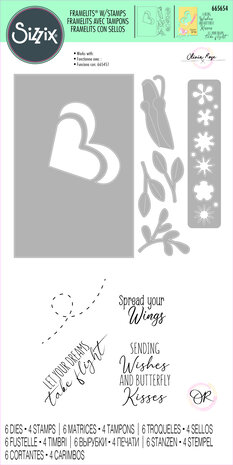 Sizzix Framelits Die w/Stamps by Olivia Rose Butterfly Wishes (6+4pcs) (665654) (DISCONTINUED)