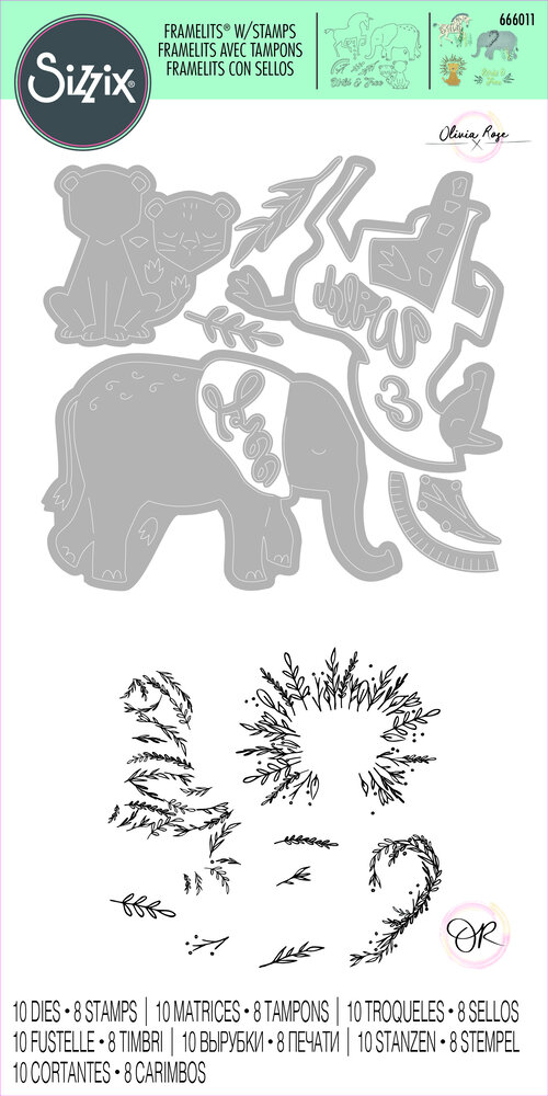 Sizzix Framelits Die w/Stamps by Olivia Rose Floral Safari (10+8pcs) (666011) (DISCONTINUED)