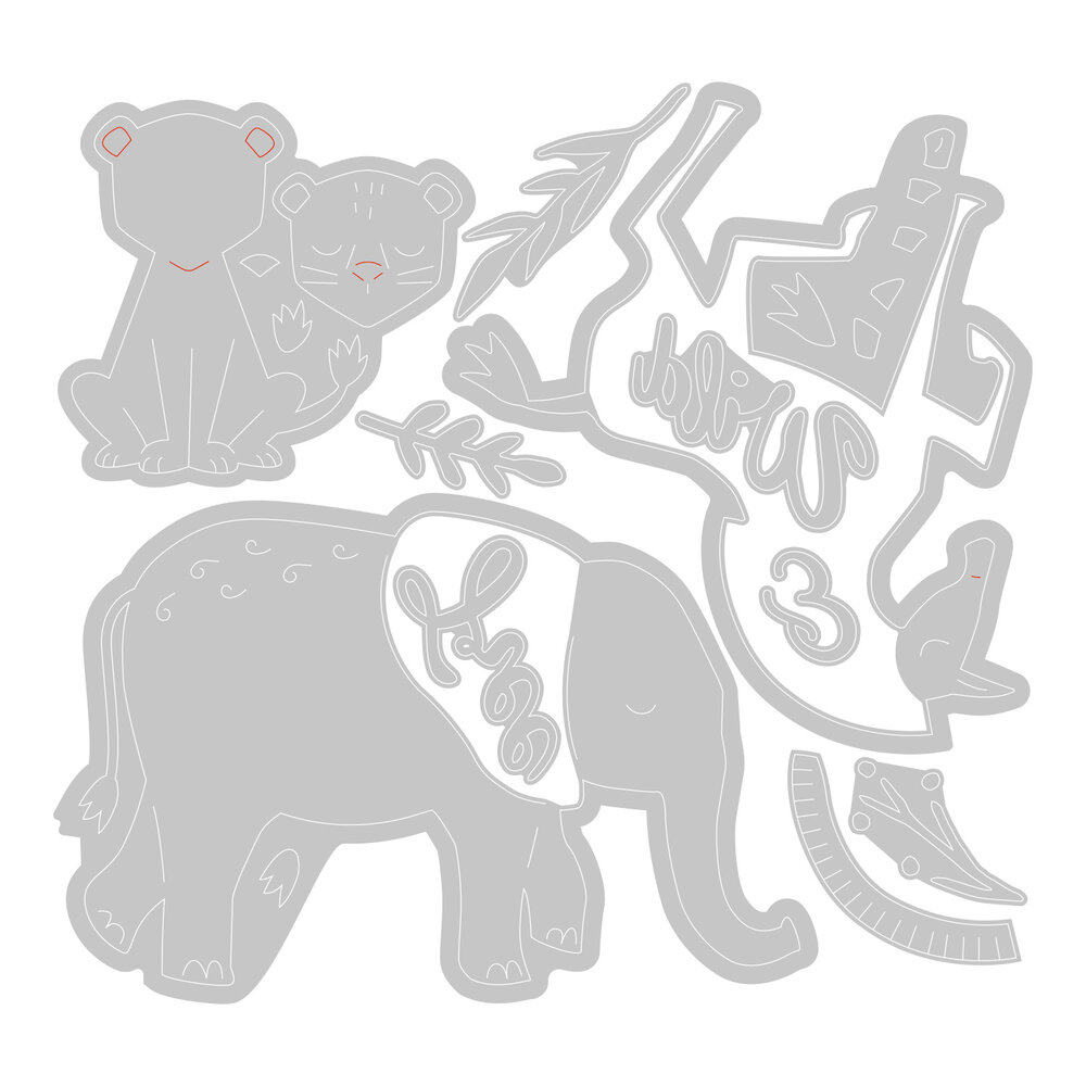 Sizzix Framelits Die w/Stamps by Olivia Rose Floral Safari (10+8pcs) (666011) (DISCONTINUED)