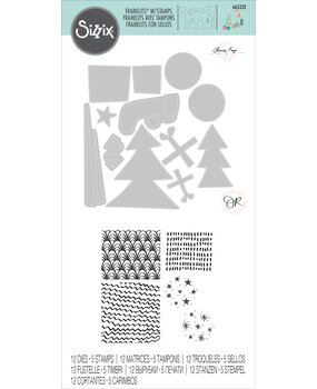 Sizzix Framelits Die w/Stamps by Olivia Rose Groovy Christmas (12+5pcs) (665332) (DISCONTINUED)