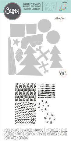 Sizzix Framelits Die w/Stamps by Olivia Rose Groovy Christmas (12+5pcs) (665332) (DISCONTINUED)
