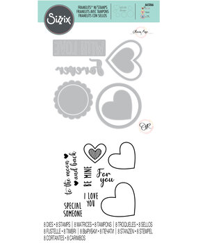 Sizzix Framelits Die w/Stamps by Olivia Rose Love Hearts (8+8pcs) (665066) (DISCONTINUED)