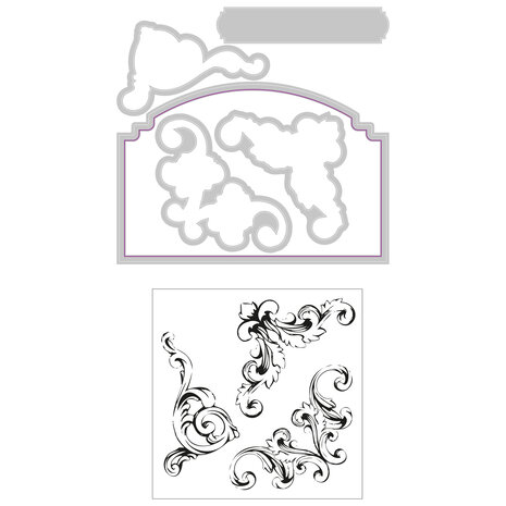 Sizzix Framelits Die w/Stamps by Olivia Rose Vintage Corners (5+3pcs) (665941) (DISCONTINUED)
