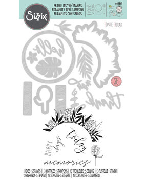 Sizzix Framelits Die w/Stamps by Sophie Guilar Detailed Tropics (13+5pcs) (663861) (DISCONTINUED)