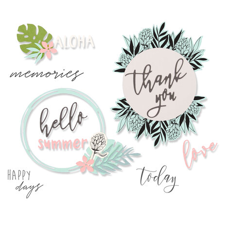 Sizzix Framelits Die w/Stamps by Sophie Guilar Detailed Tropics (13+5pcs) (663861) (DISCONTINUED)