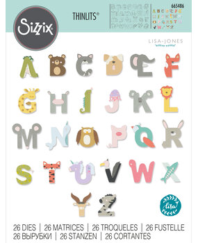 Sizzix Thinlits Plus Die by Lisa Jones Animal Alphabet (26pcs) (665486) (DISCONTINUED) Sizzix Thinlits Plus Die by Lisa Jones Animal Alphabet (26pcs) (665486) (DISCONTINUED)