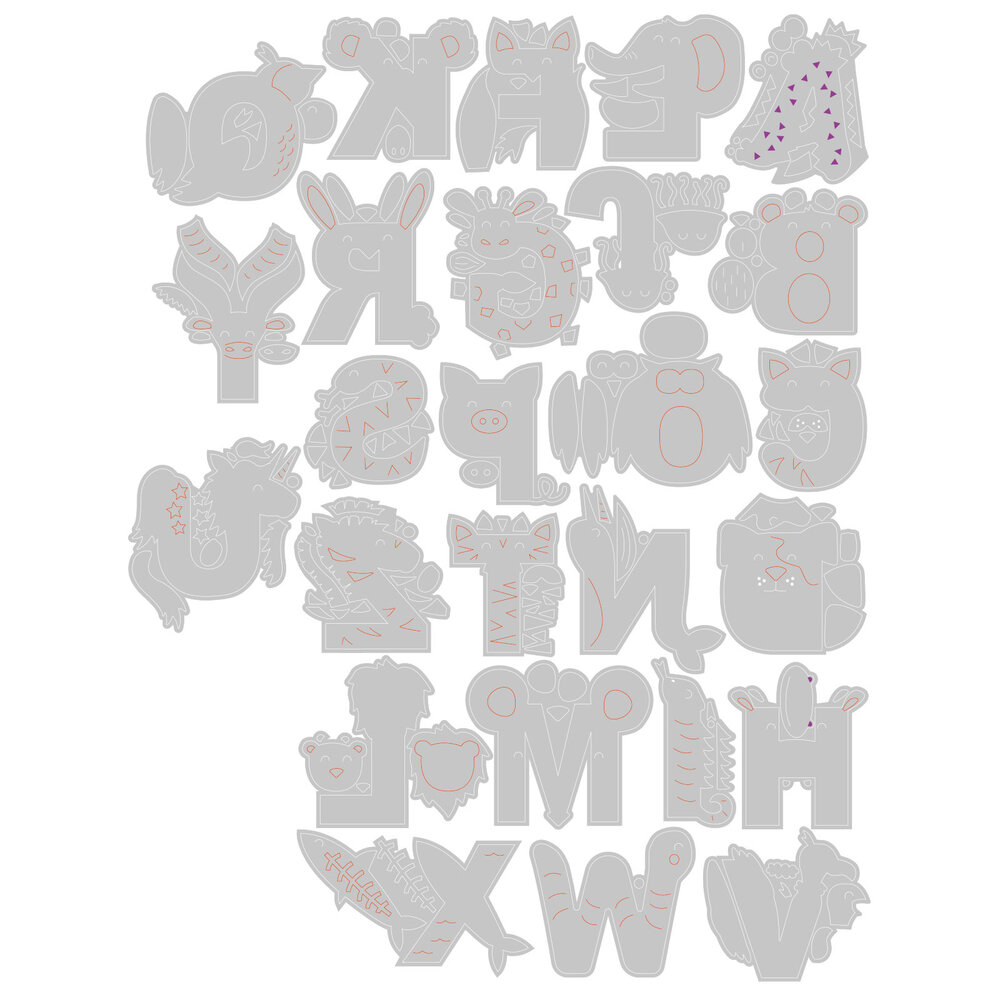 Sizzix Thinlits Plus Die by Lisa Jones Animal Alphabet (26pcs) (665486) (DISCONTINUED)