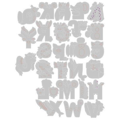 Sizzix Thinlits Plus Die by Lisa Jones Animal Alphabet (26pcs) (665486) (DISCONTINUED)