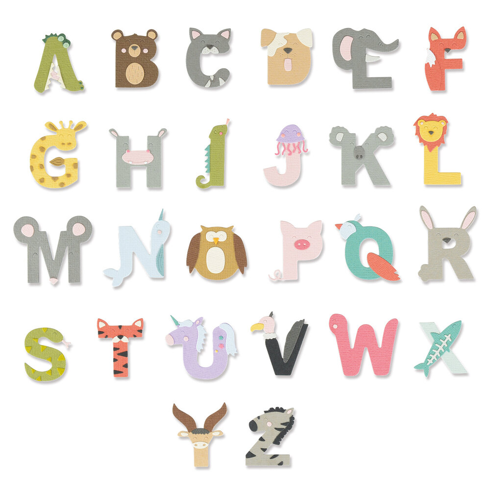 Sizzix Thinlits Plus Die by Lisa Jones Animal Alphabet (26pcs) (665486) (DISCONTINUED)