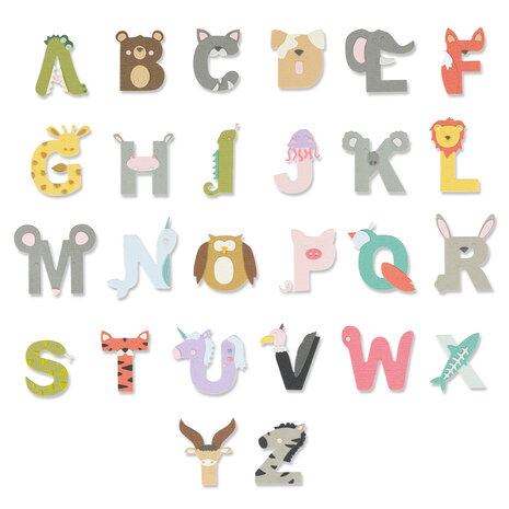 Sizzix Thinlits Plus Die by Lisa Jones Animal Alphabet (26pcs) (665486) (DISCONTINUED)