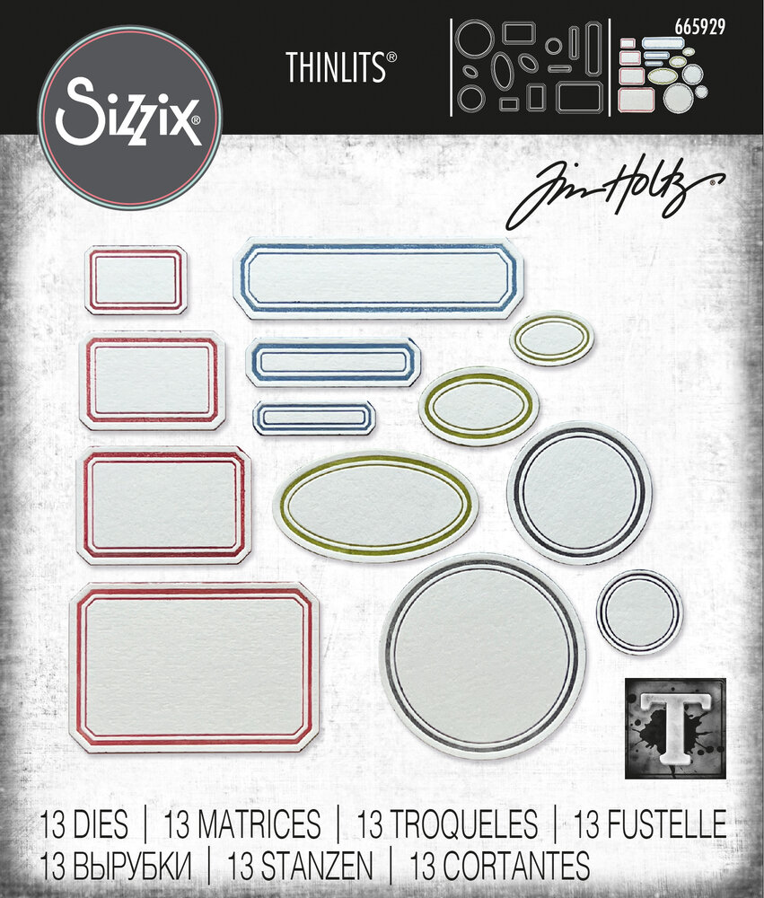 Sizzix Thinlits Die by Tim Holtz Vintage Labels (13pcs) (665929) Sizzix Thinlits Die by Tim Holtz Vintage Labels (13pcs) (665929)
