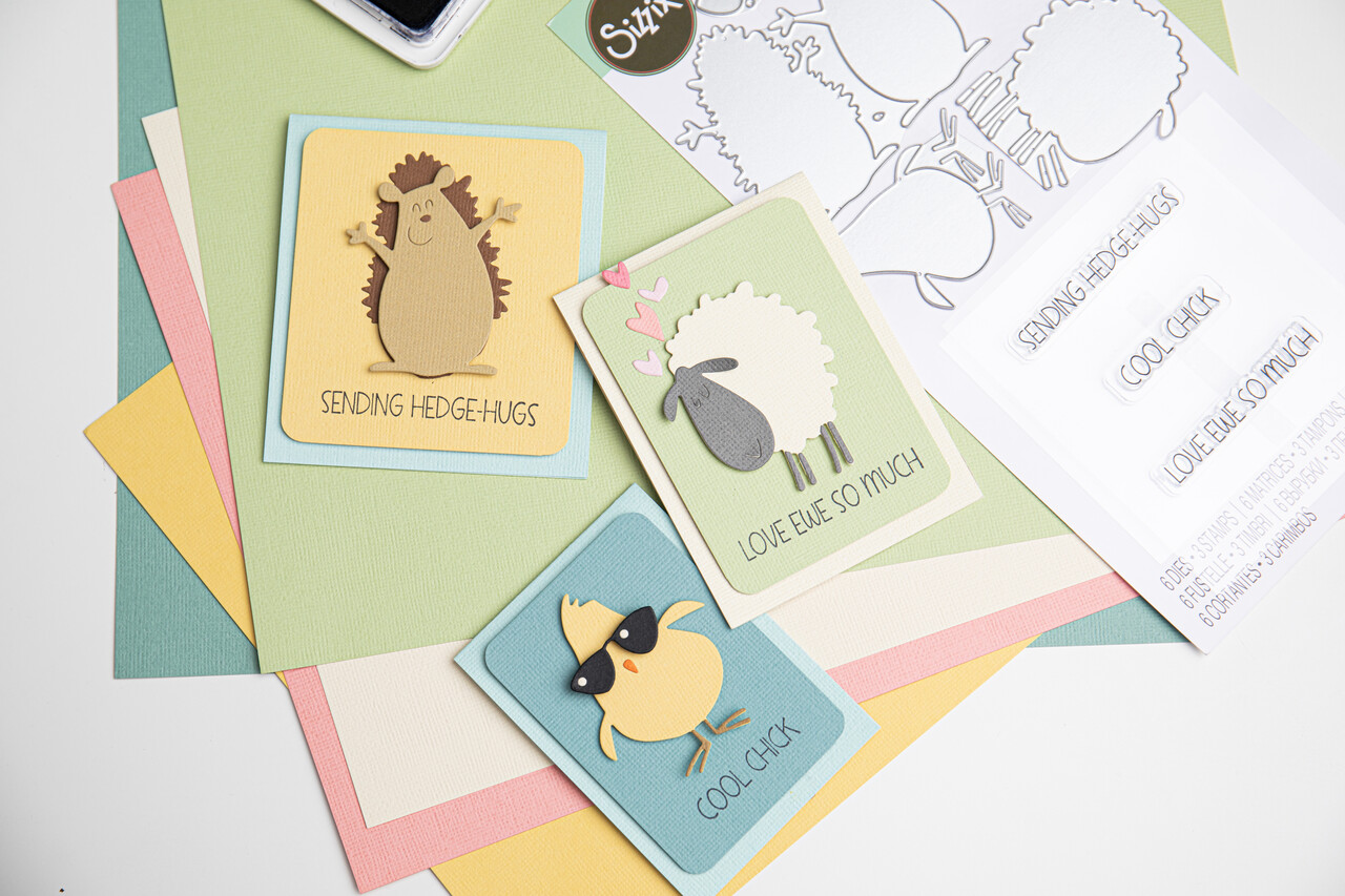 Sizzix Thinlits Die w/Stamps by Pete Hughes Crazy Creatures #1 (6+3pcs) (666103) (DISCONTINUED)