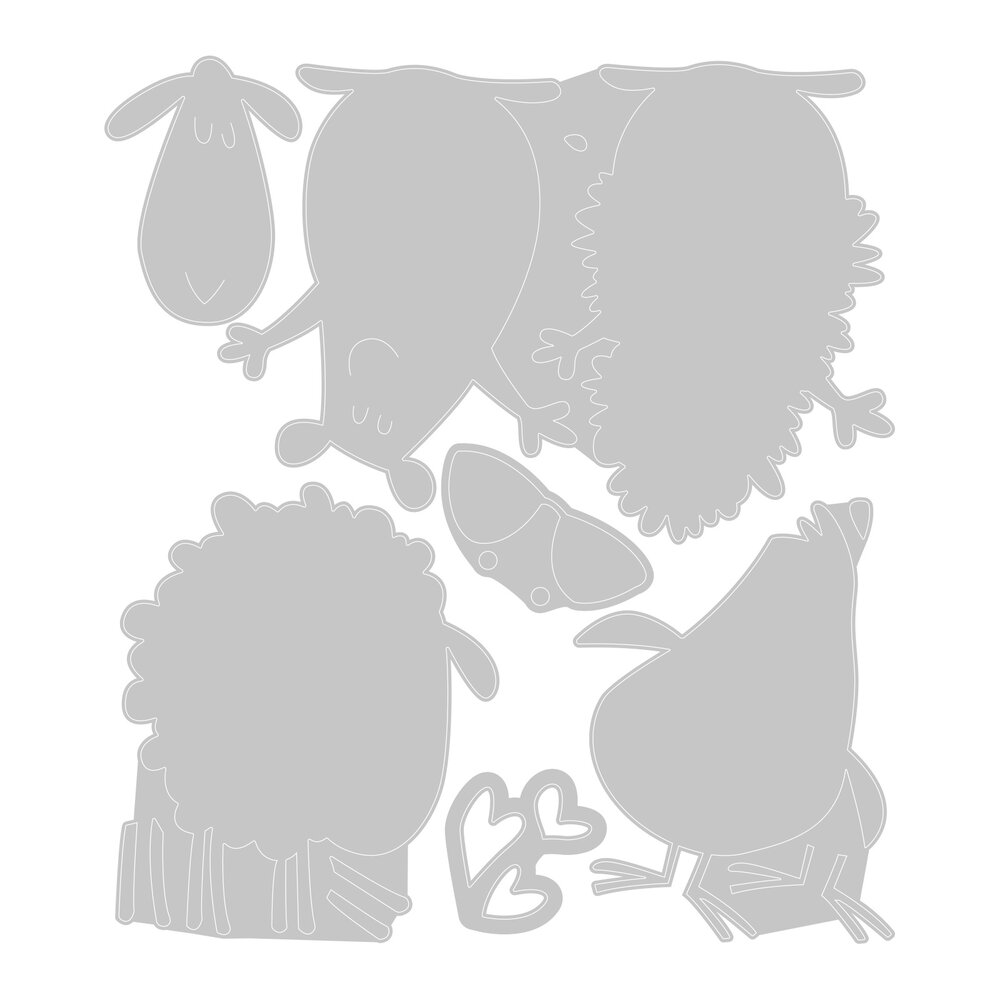 Sizzix Thinlits Die w/Stamps by Pete Hughes Crazy Creatures #1 (6+3pcs) (666103) (DISCONTINUED)