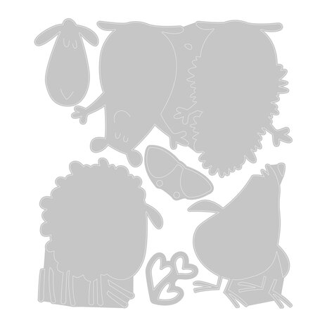 Sizzix Thinlits Die w/Stamps by Pete Hughes Crazy Creatures #1 (6+3pcs) (666103) (DISCONTINUED)