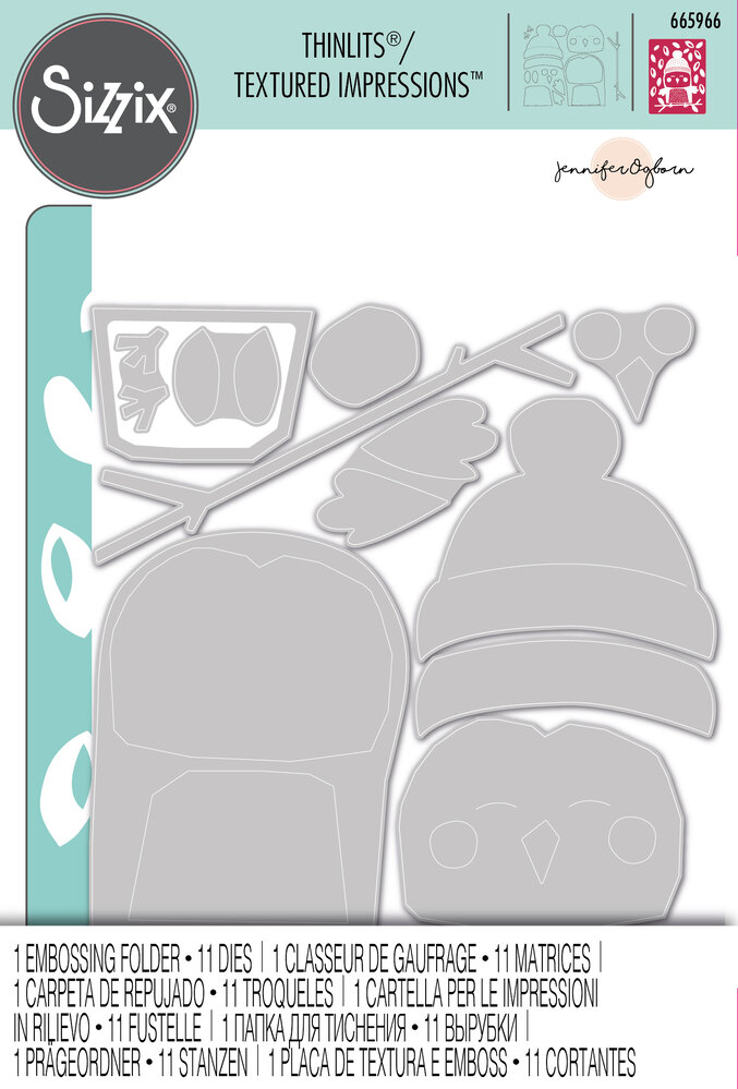 Sizzix Thinlits Die w/Textured Impressions by Jennifer Ogborn Cozy Owl (11pcs) (665966) (DISCONTINUED)