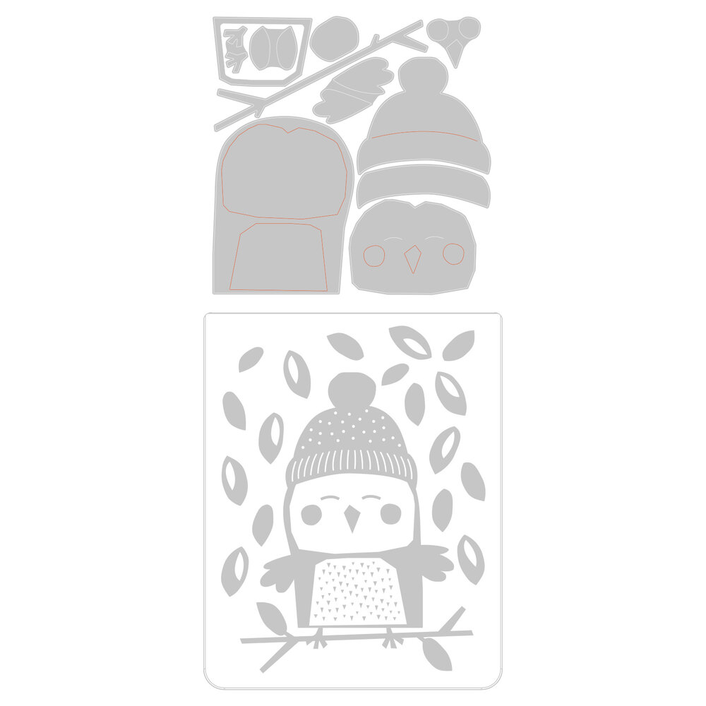 Sizzix Thinlits Die w/Textured Impressions by Jennifer Ogborn Cozy Owl (11pcs) (665966) (DISCONTINUED)