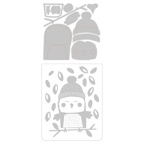 Sizzix Thinlits Die w/Textured Impressions by Jennifer Ogborn Cozy Owl (11pcs) (665966) (DISCONTINUED)