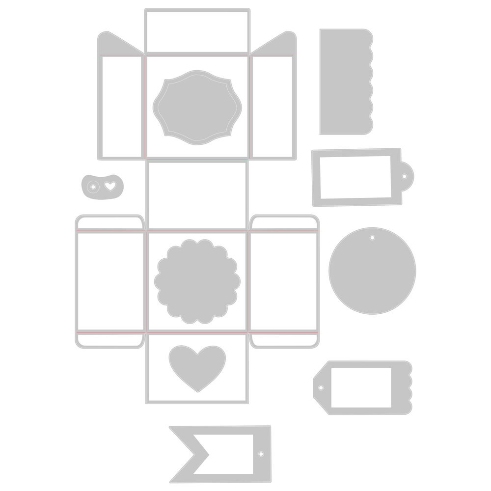 Sizzix Thinlits Plus Die by Jenna Rushforth Box & Labels (10pcs) (663853) (DISCONTINUED) Sizzix Thinlits Plus Die by Jenna Rushforth Box & Labels (10pcs) (663853) (DISCONTINUED)