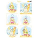 Marianne Design Decoupage A4 Sheet Gnomes on the Beach Surf (VK9601) (DISCONTINUED)