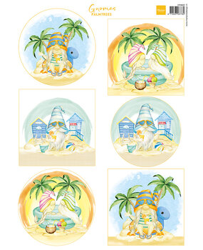 Marianne Design Decoupage A4 Sheet Gnomes on the Beach Palmtrees (VK9602) (DISCONTINUED)