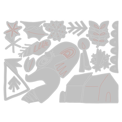 Sizzix Thinlits Die by Tim Holtz Funky Nordic (14pcs) (665576) (DISCONTINUED)