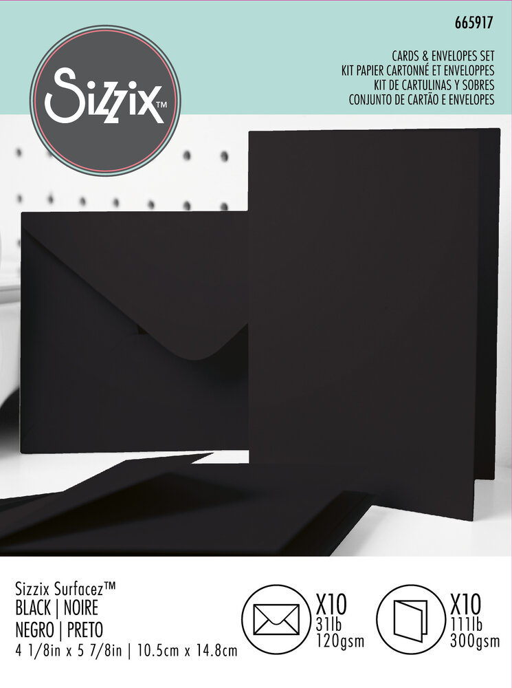 Sizzix Card & Envelope Set A6 Black (10&10pcs) (665917) (DISCONTINUED)