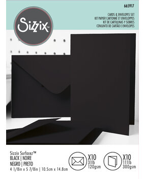 Sizzix Card & Envelope Set A6 Black (10&10pcs) (665917) (DISCONTINUED)