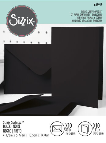 Sizzix Card & Envelope Set A6 Black (10&10pcs) (665917) (DISCONTINUED)