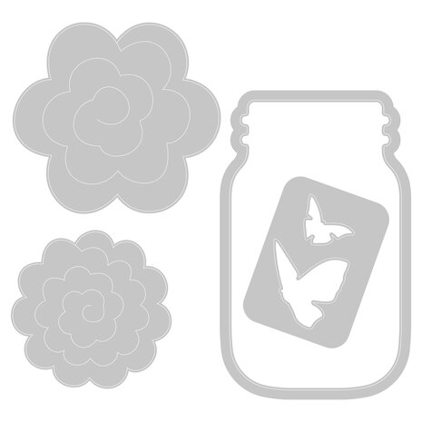 Sizzix Framelits Die w/Stamps by Jen Long Birthday Jar (4+5pcs) (665320) (DISCONTINUED) Sizzix Framelits Die w/Stamps by Jen Long Birthday Jar (4+5pcs) (665320) (DISCONTINUED)