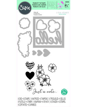 Sizzix Framelits Die w/Stamps by Lisa Jones Floral Hello (8+6pcs) (665656) (DISCONTINUED)