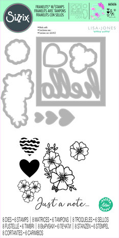 Sizzix Framelits Die w/Stamps by Lisa Jones Floral Hello (8+6pcs) (665656) (DISCONTINUED)