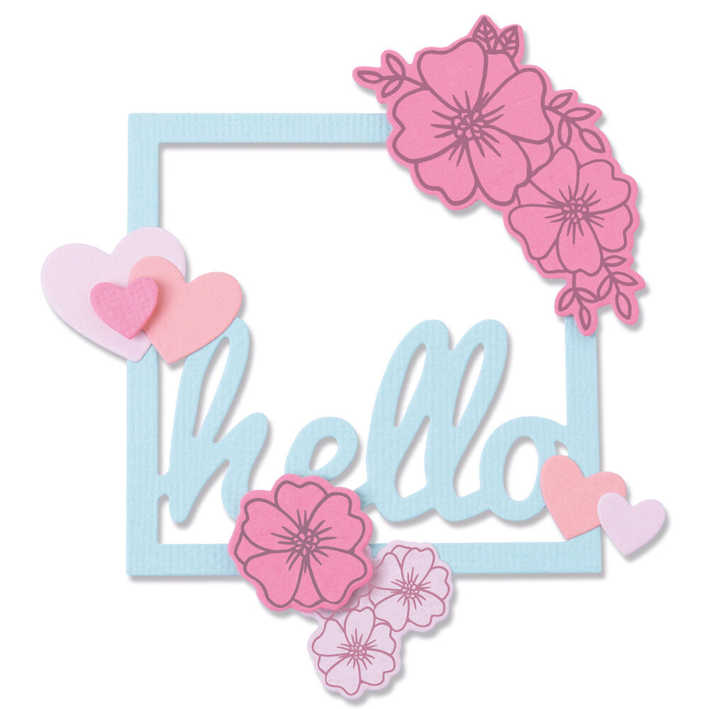 Sizzix Framelits Die w/Stamps by Lisa Jones Floral Hello (8+6pcs) (665656) (DISCONTINUED)
