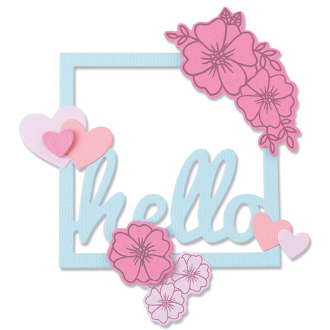 Sizzix Framelits Die w/Stamps by Lisa Jones Floral Hello (8+6pcs) (665656) (DISCONTINUED)