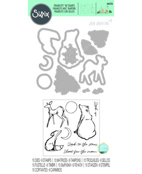 Sizzix Framelits Die w/Stamps by Josh Griffiths Twilight Animals (10+8pcs) (666226) (DISCONTINUED)