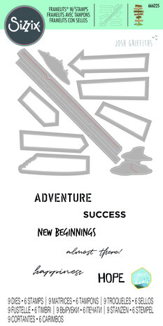 Sizzix Framelits Die w/Stamps by Josh Griffiths Signs for Success (9+6pcs) (666225) (DISCONTINUED)