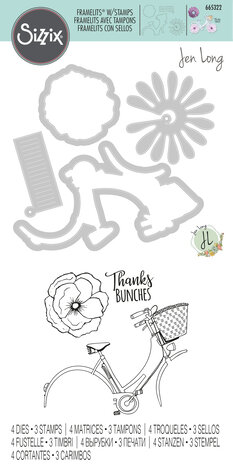 Sizzix Framelits Die w/Stamps by Jen Long Thankful Bicycle (4+3pcs) (665322) (DISCONTINUED) Sizzix Framelits Die w/Stamps by Jen Long Thankful Bicycle (4+3pcs) (665322) (DISCONTINUED)