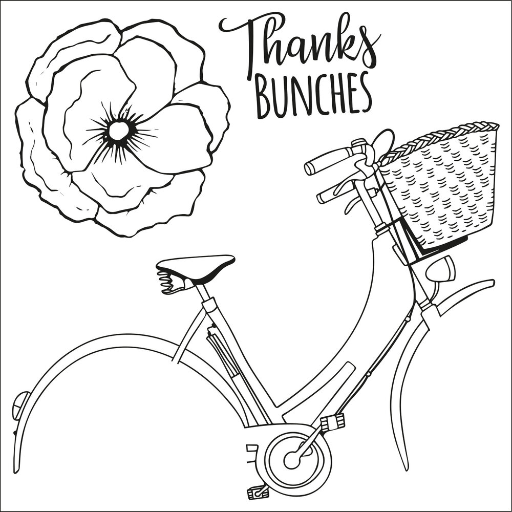 Sizzix Framelits Die w/Stamps by Jen Long Thankful Bicycle (4+3pcs) (665322) (DISCONTINUED) Sizzix Framelits Die w/Stamps by Jen Long Thankful Bicycle (4+3pcs) (665322) (DISCONTINUED)