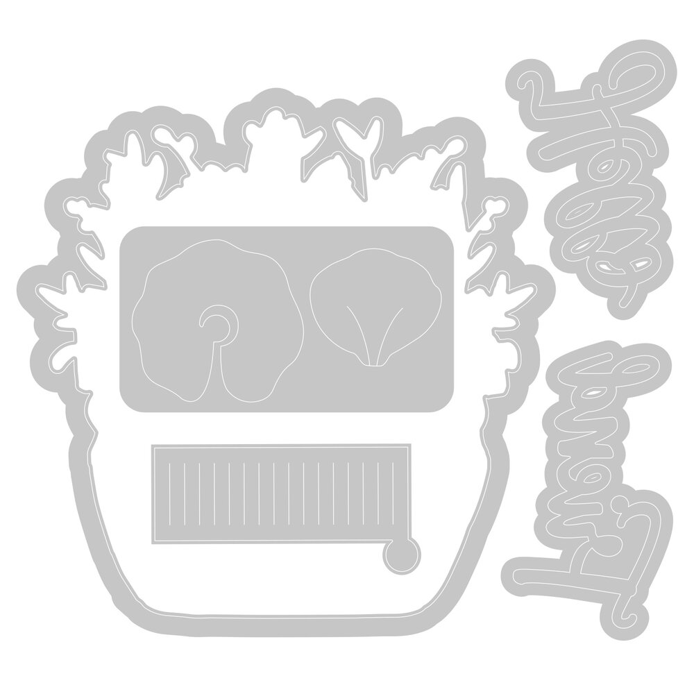 Sizzix Framelits Die w/Stamps by Jen Long Hello Typewriter (5+1pcs) (665321) (DISCONTINUED)