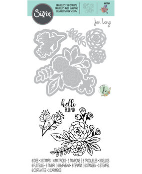 Sizzix Framelits Die w/Stamps by Jen Long Floral Bunch (6+4pcs) (665064) (DISCONTINUED)