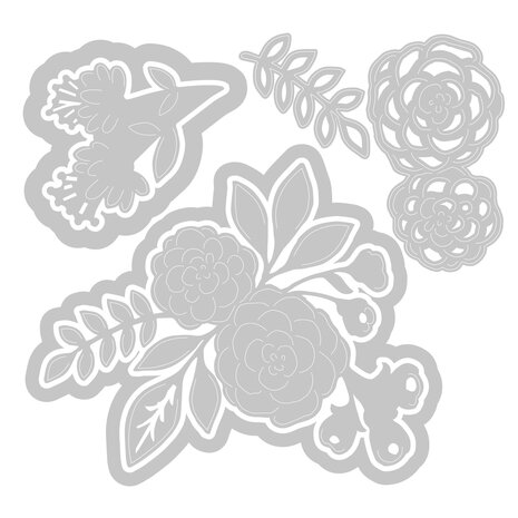 Sizzix Framelits Die w/Stamps by Jen Long Floral Bunch (6+4pcs) (665064) (DISCONTINUED) Sizzix Framelits Die w/Stamps by Jen Long Floral Bunch (6+4pcs) (665064) (DISCONTINUED)