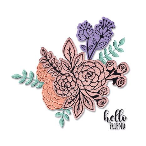 Sizzix Framelits Die w/Stamps by Jen Long Floral Bunch (6+4pcs) (665064) (DISCONTINUED) Sizzix Framelits Die w/Stamps by Jen Long Floral Bunch (6+4pcs) (665064) (DISCONTINUED)