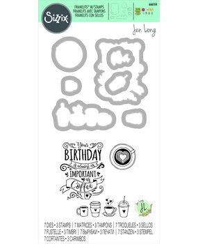 Sizzix Framelits Die w/Stamps by Jen Long Café Set (7+3pcs) (666104) (DISCONTINUED)