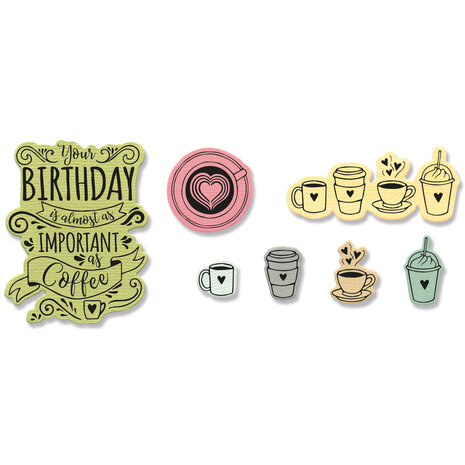 Sizzix Framelits Die w/Stamps by Jen Long Café Set (7+3pcs) (666104) (DISCONTINUED) Sizzix Framelits Die w/Stamps by Jen Long Café Set (7+3pcs) (666104) (DISCONTINUED)