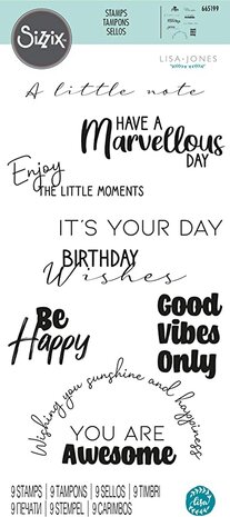 Sizzix Clear Stamps by Lisa Jones Everyday Wishes (6pcs) (665716) (DISCONTINUED)