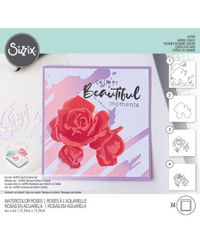 Sizzix Layered Stencils by Olivia Rose Watercolor Roses (4pcs) (665266) (DISCONTINUED)