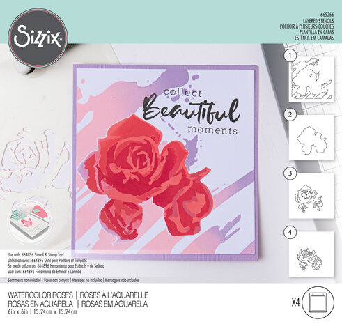 Sizzix Layered Stencils by Olivia Rose Watercolor Roses (4pcs) (665266) (DISCONTINUED) Sizzix Layered Stencils by Olivia Rose Watercolor Roses (4pcs) (665266) (DISCONTINUED)