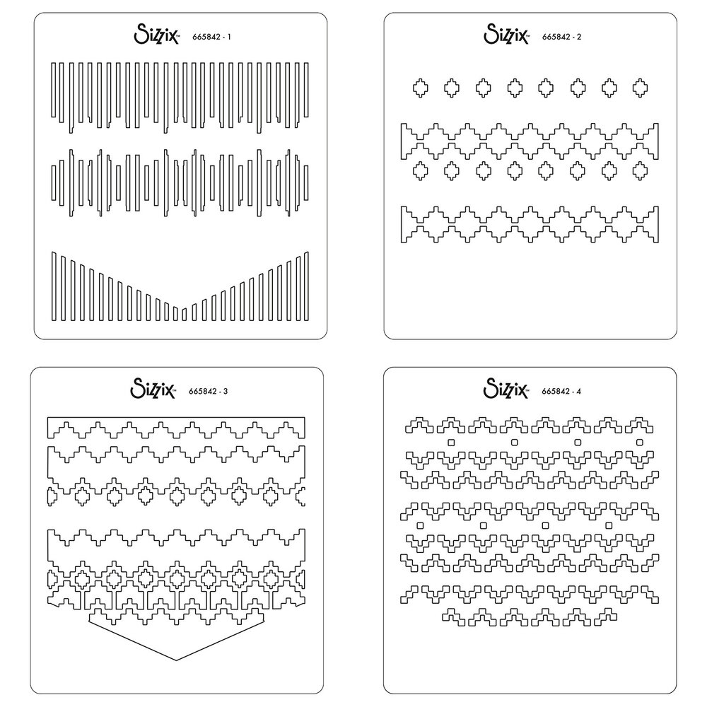 Sizzix Layered Stencils by Olivia Rose Textile (4pcs) (665842) (DISCONTINUED)