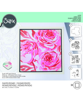 Sizzix Layered Stencils by Olivia Rose Layered Peony (4pcs) (665838) (DISCONTINUED)