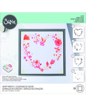Sizzix Layered Stencils by Olivia Rose Heart Wreath (4pcs) (665839) (DISCONTINUED)
